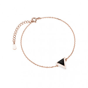 Bratara argint placata cu aur roz triunghi cu piatra neagra DiAmanti Z1684BRG-DIA (Argint 925‰ 1,6 g.)